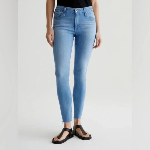 AG Adriano Goldschmied Farrah High Rise Skinny Ankle, Light Wash Raw Hem Size 29 - Picture 1 of 16